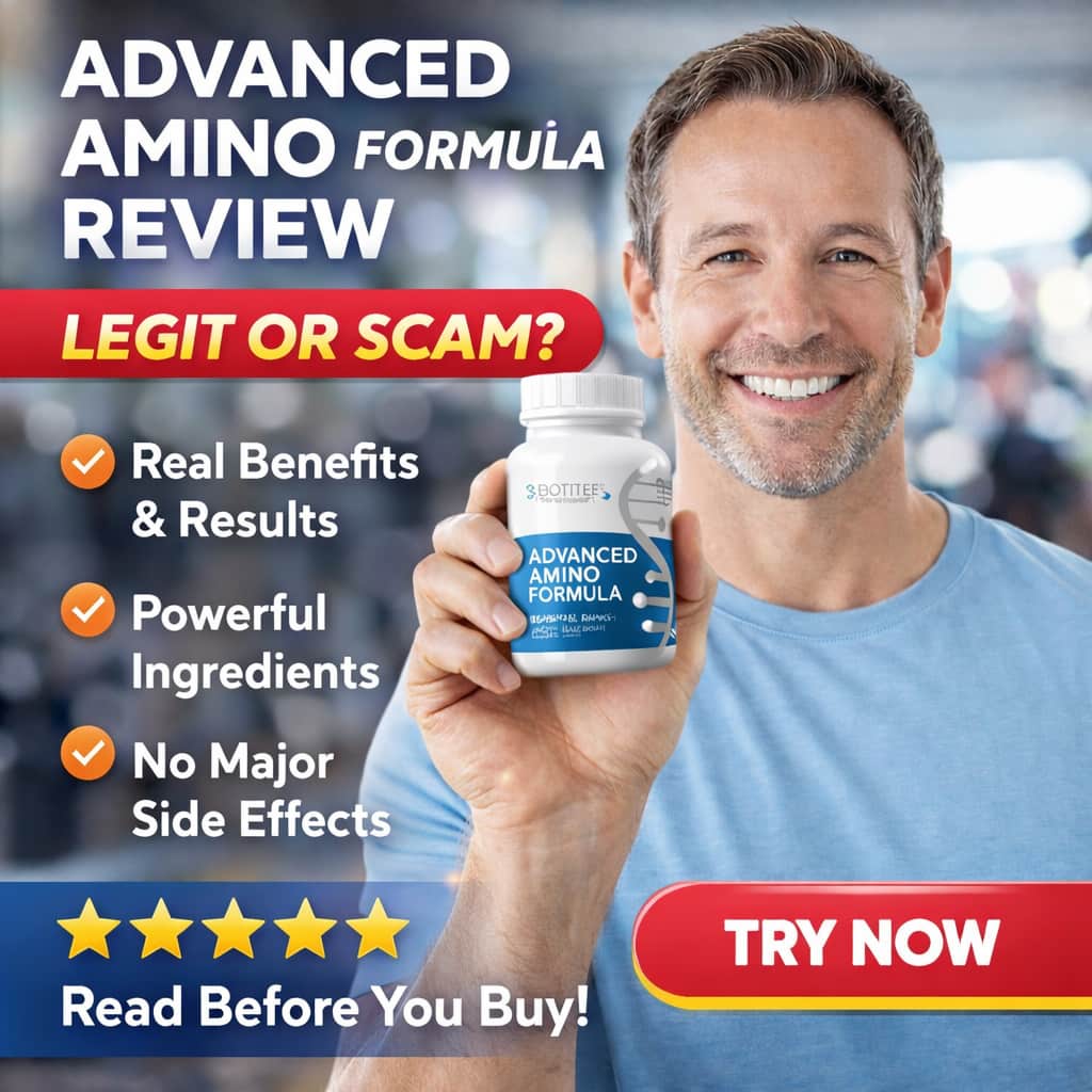 Advanced Amino Formula review supplement bottle for muscle recovery energy boost and amino acid absorption support