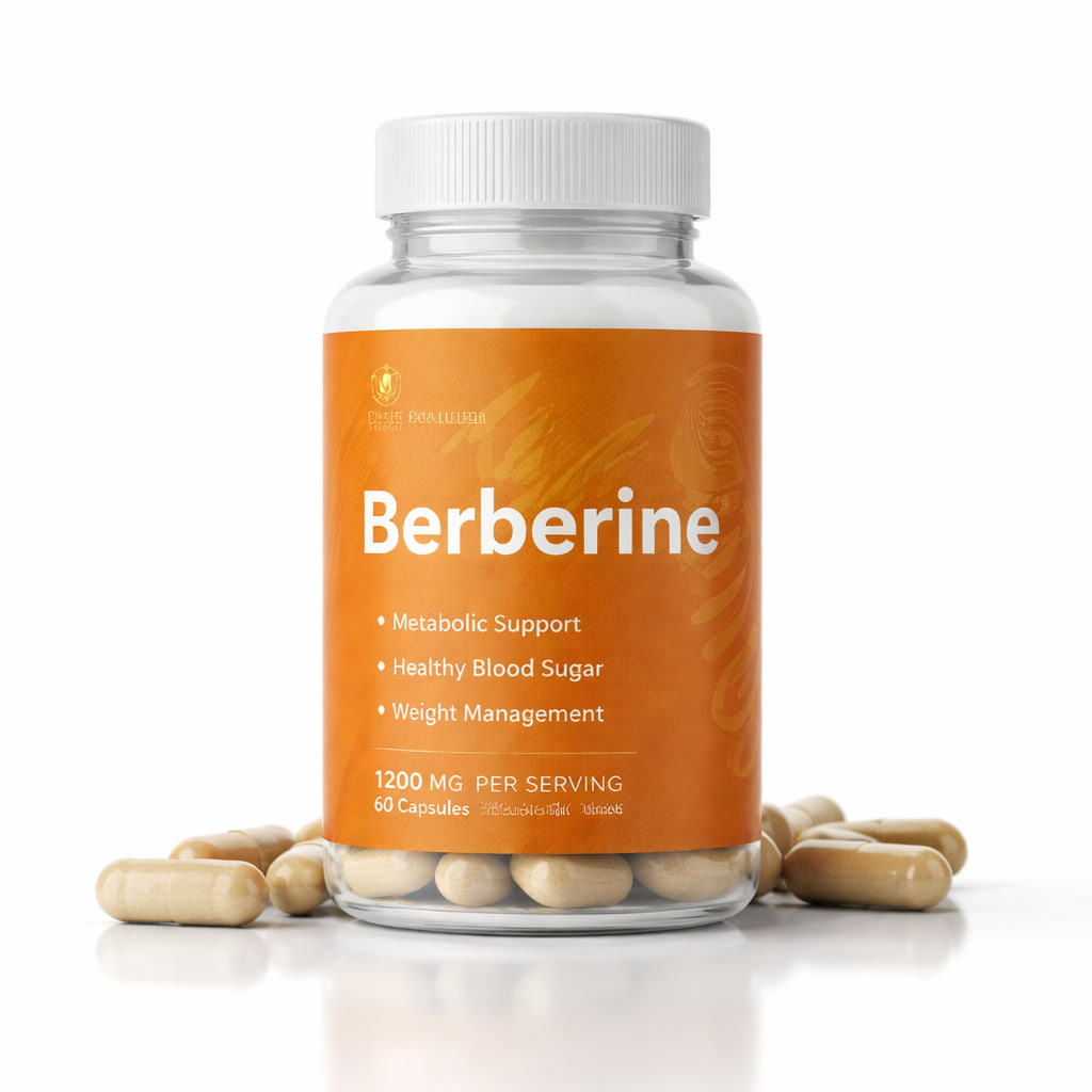 Berberine supplement bottle capsules for weight loss blood sugar support metabolism booster natural health product