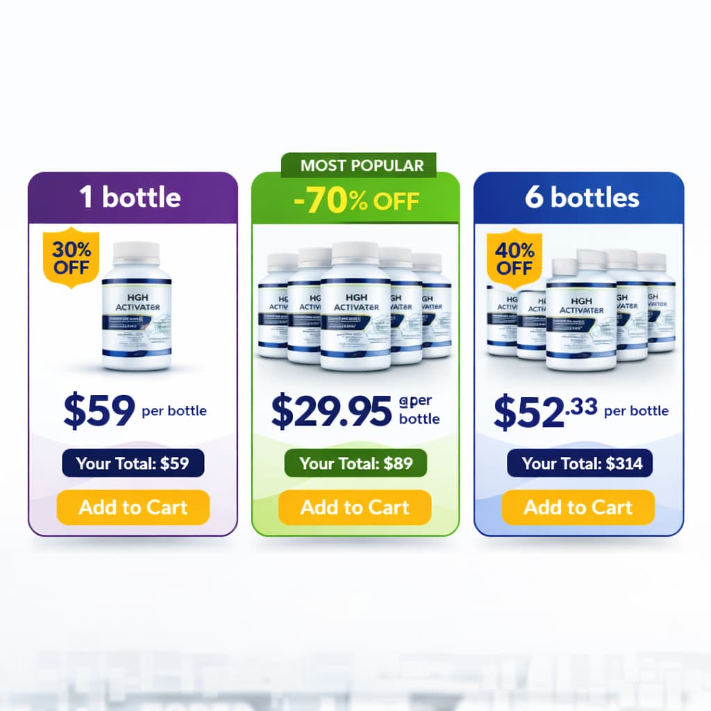 buy HGH Activator pricing packages 1 bottle 3 bottles 6 bottles discount offer natural HGH booster supplement deals