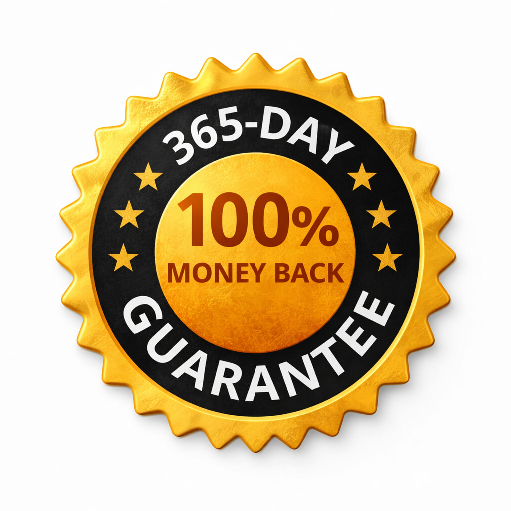 DentalPrime 365 day money back guarantee badge risk free oral health supplement refund policy secure purchase
