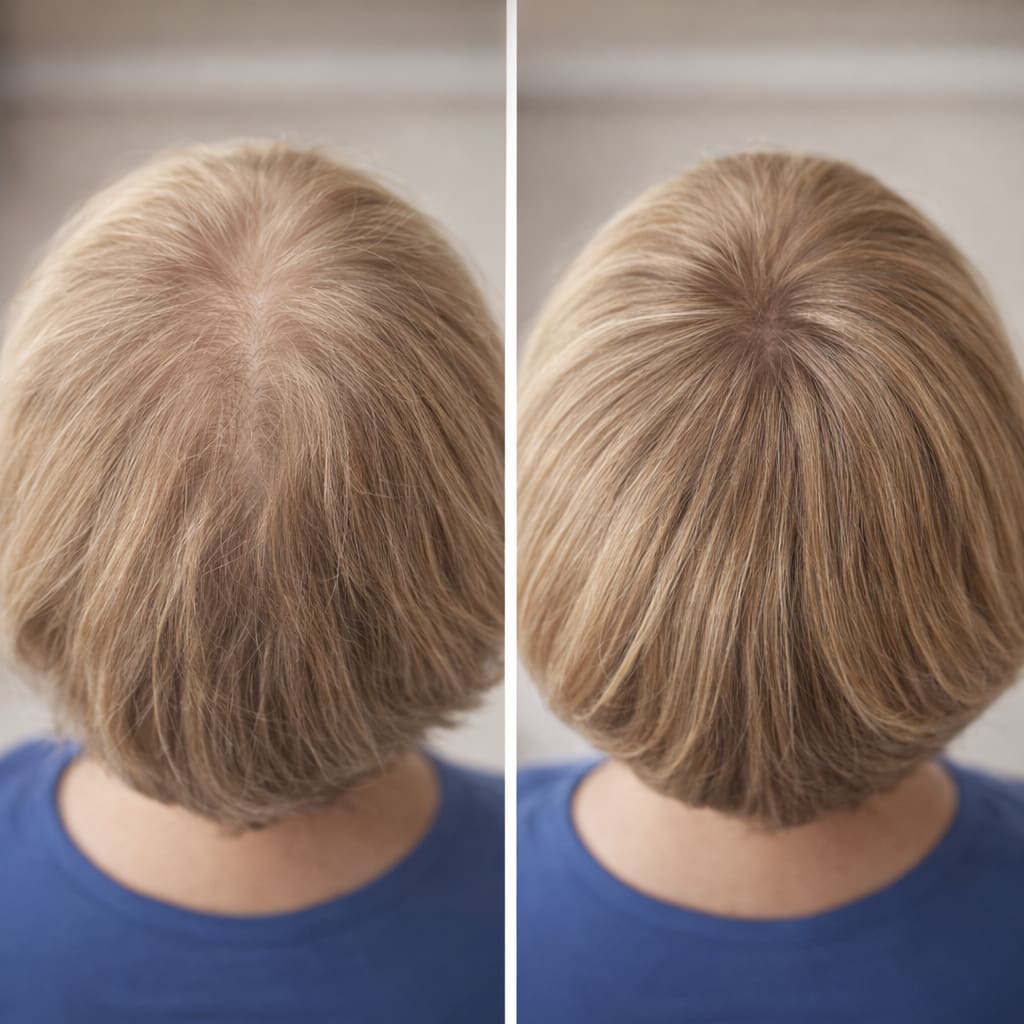 HairFortin review before and after results showing hair regrowth thicker hair reduced hair loss comparison image