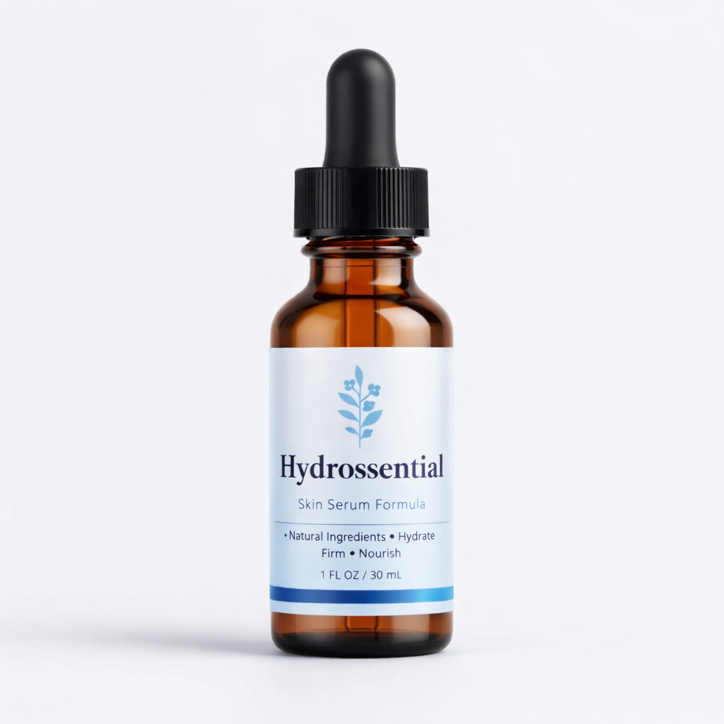 Hydrossential review serum bottle natural anti aging skincare product for glowing hydrated skin