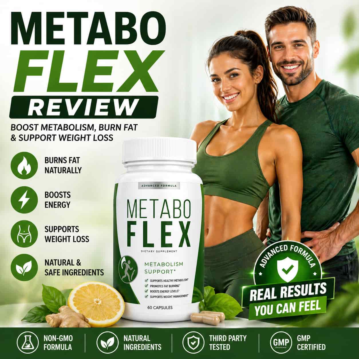 Metabo Flex review featured image showing metabolism support supplement bottle with weight loss and fat burning concept