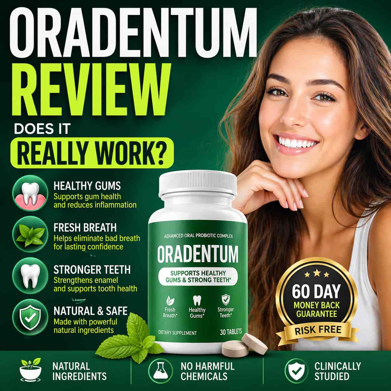 Oradentum oral health supplement for healthy gums fresh breath and strong teeth natural dental care product review