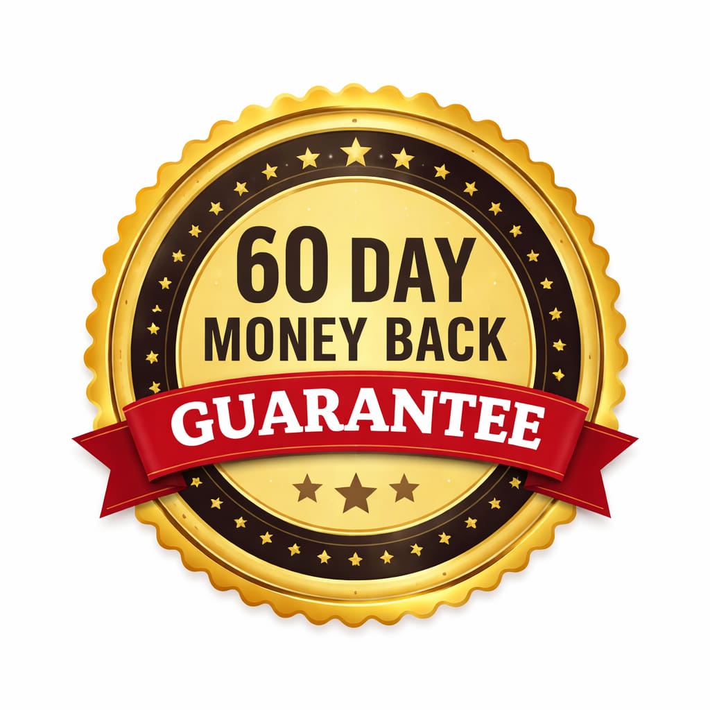 Primordial Vigor X 60 day money back guarantee badge risk free supplement purchase assurance