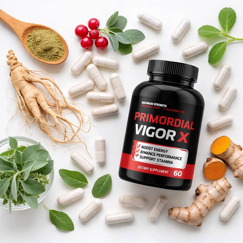 Primordial Vigor X ingredients natural herbal male health supplement capsules for energy stamina support