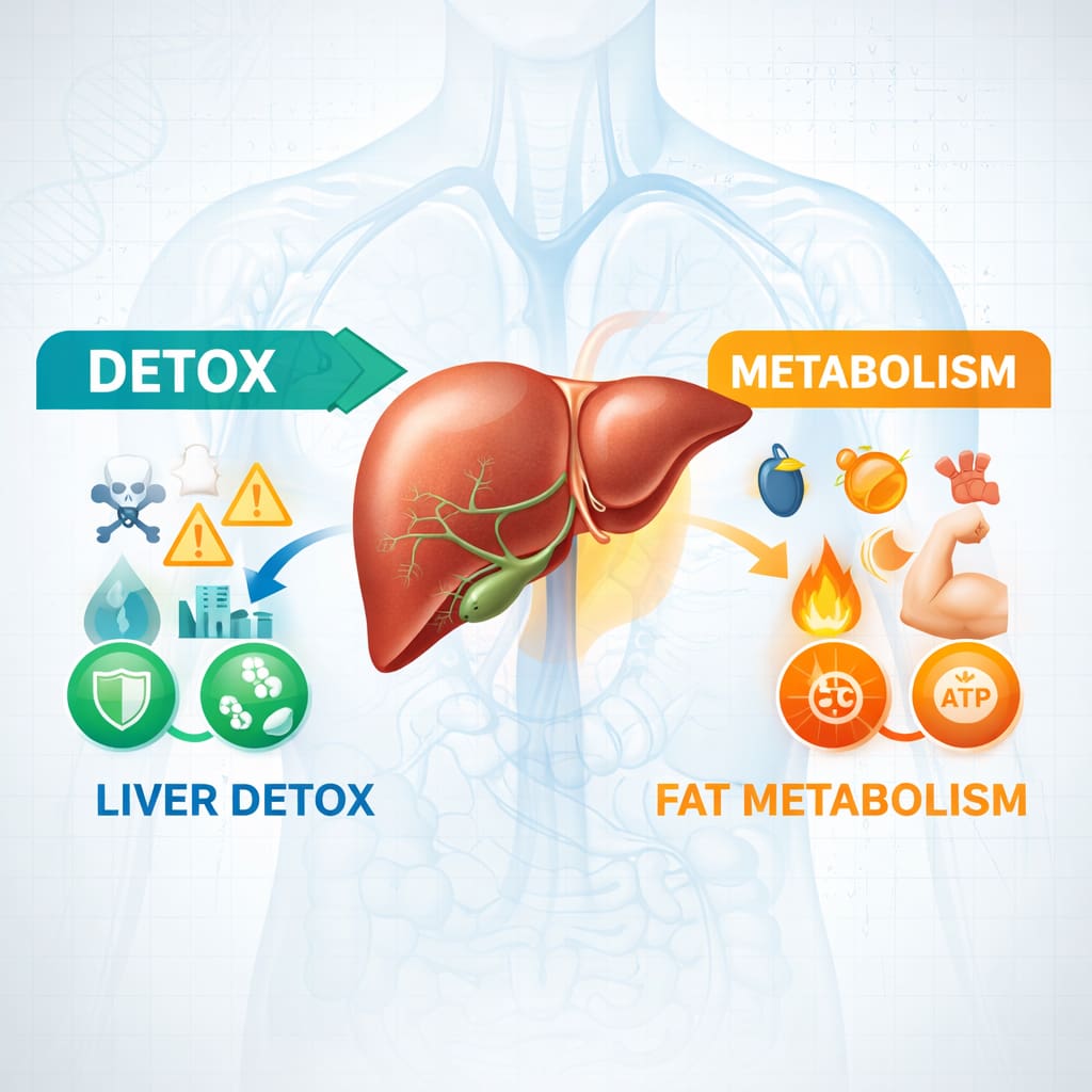 RELIVER review liver detox infographic metabolism support fat burning liver function health supplement diagram