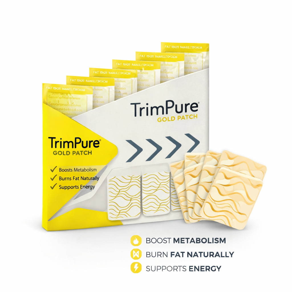 TrimPure fat burning patch product display for natural weight loss and metabolism support