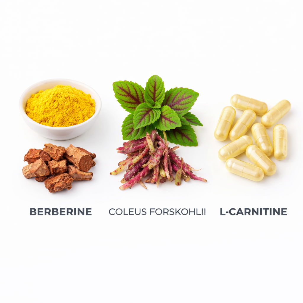 TrimPure ingredients berberine coleus forskohlii L-carnitine natural fat burning metabolism support supplement