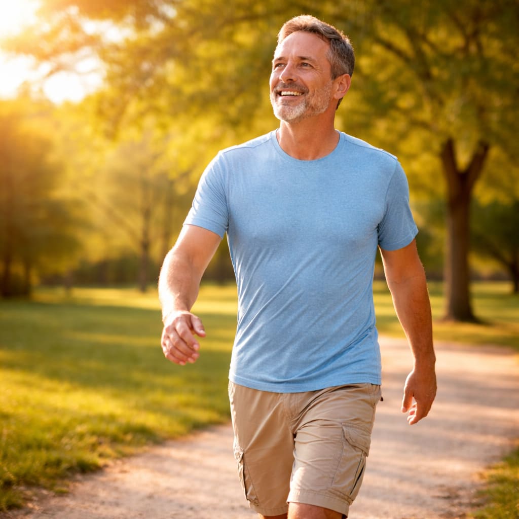 VitaMotion review showing happy senior walking pain free with improved joint health mobility and flexibility support