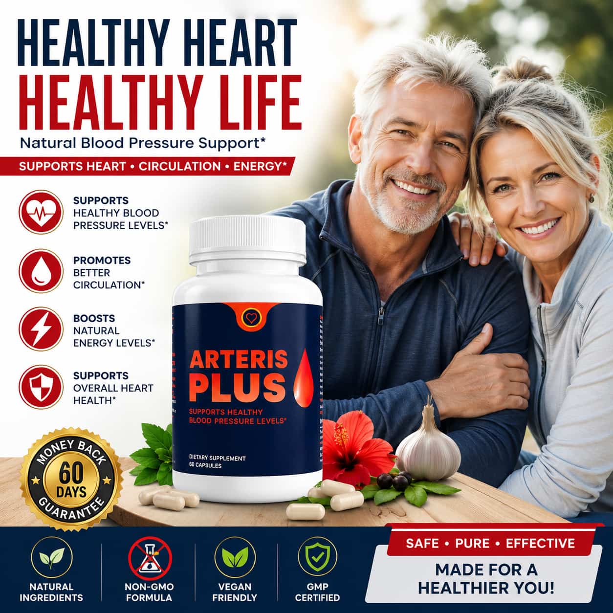 Arteris Plus review featured image showing natural blood pressure support supplement for heart health circulation and cardiovascular wellness