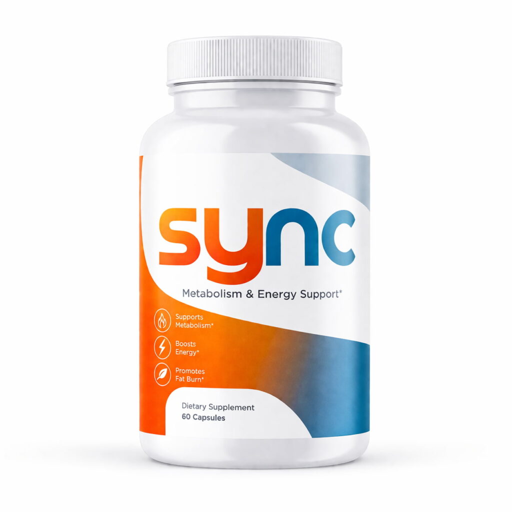 Sync Review supplement bottle for metabolism and weight management support with natural fat burning formula