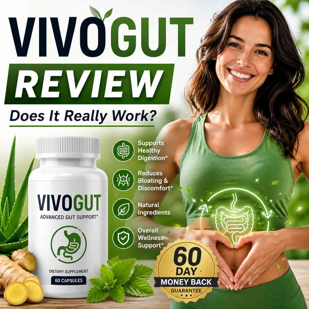 VivoGut review featured image showing natural gut health supplement for digestive support bloating relief and improved gut wellness