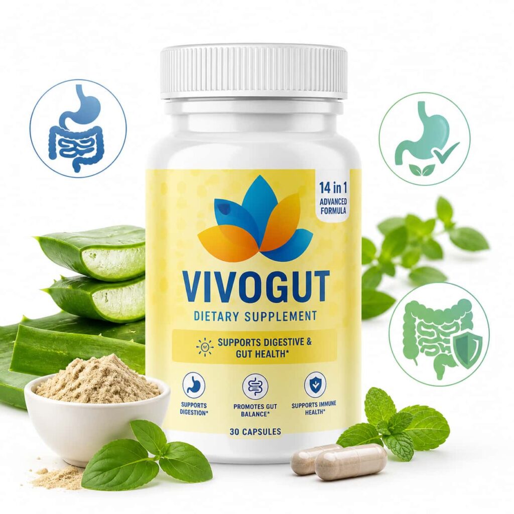 VivoGut review supplement bottle featured image showing natural gut health and digestive support formula for bloating relief and digestive wellness